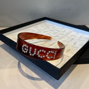 Gucci Burgundy Crystal Embellished Headband